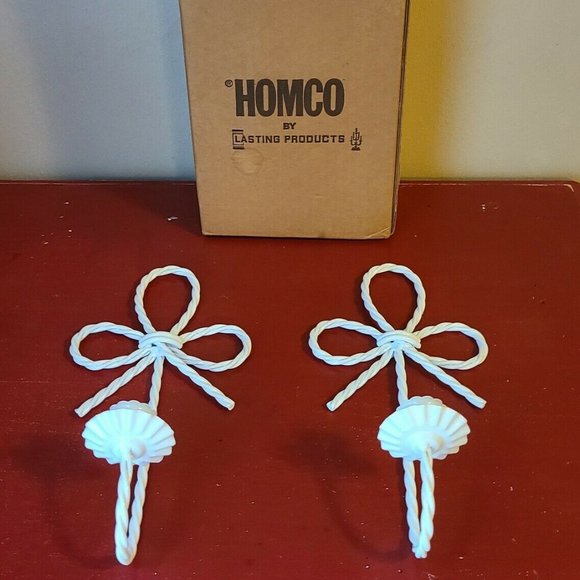 Vintage HOMCO 1157-BL Home Interior White Metal Wall Sconce Set NIOB - Picture 2 of 3